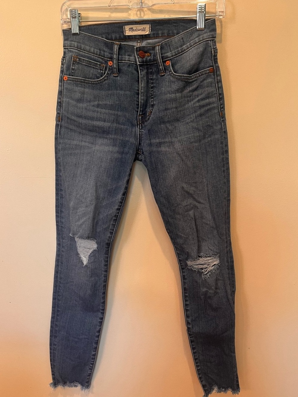Madewell 9” High-Rise Skinny Jeans Size 25 Distressed Raw Hem